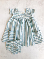Elitaire Petite Rylie Aqua Stripe Dress