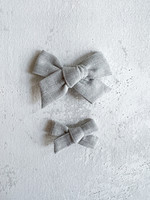 Elitaire Petite Linen Classic Grey Chambray Hair Bow Clip