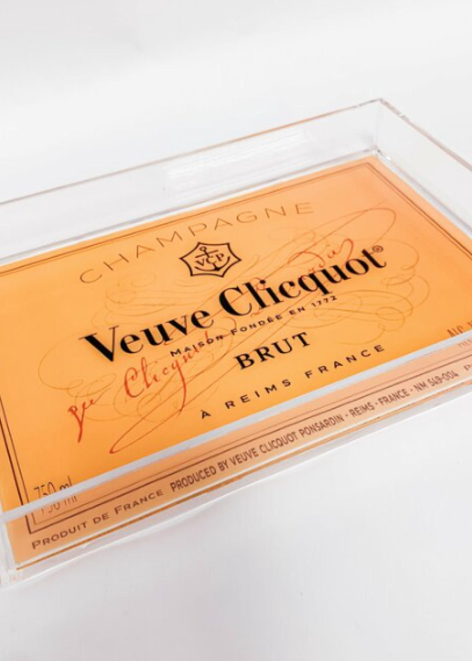 Classic Veuve Brut Champagne "Rose all Day" Large Acrylic Tray  with Handles