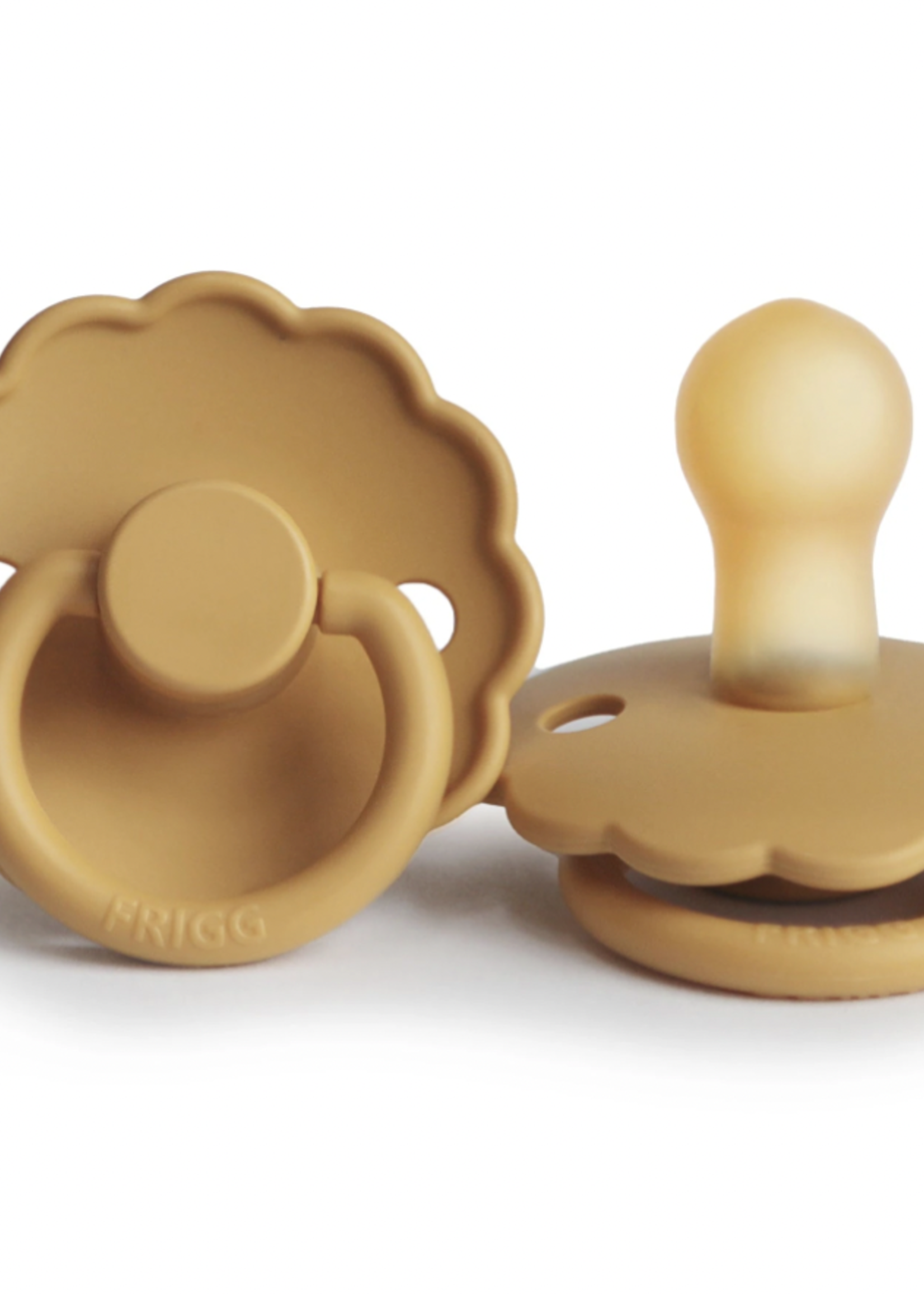 Elitaire Petite FRIGG Daisy Natural Rubber Pacifier in Honey Gold (0-6 Months)