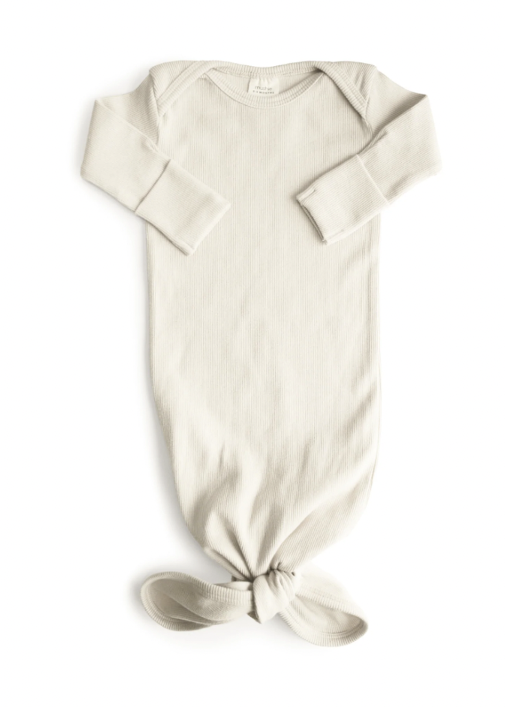 Ribbed Knotted Gown in Ivory (0-3M) - Elitaire Boutique