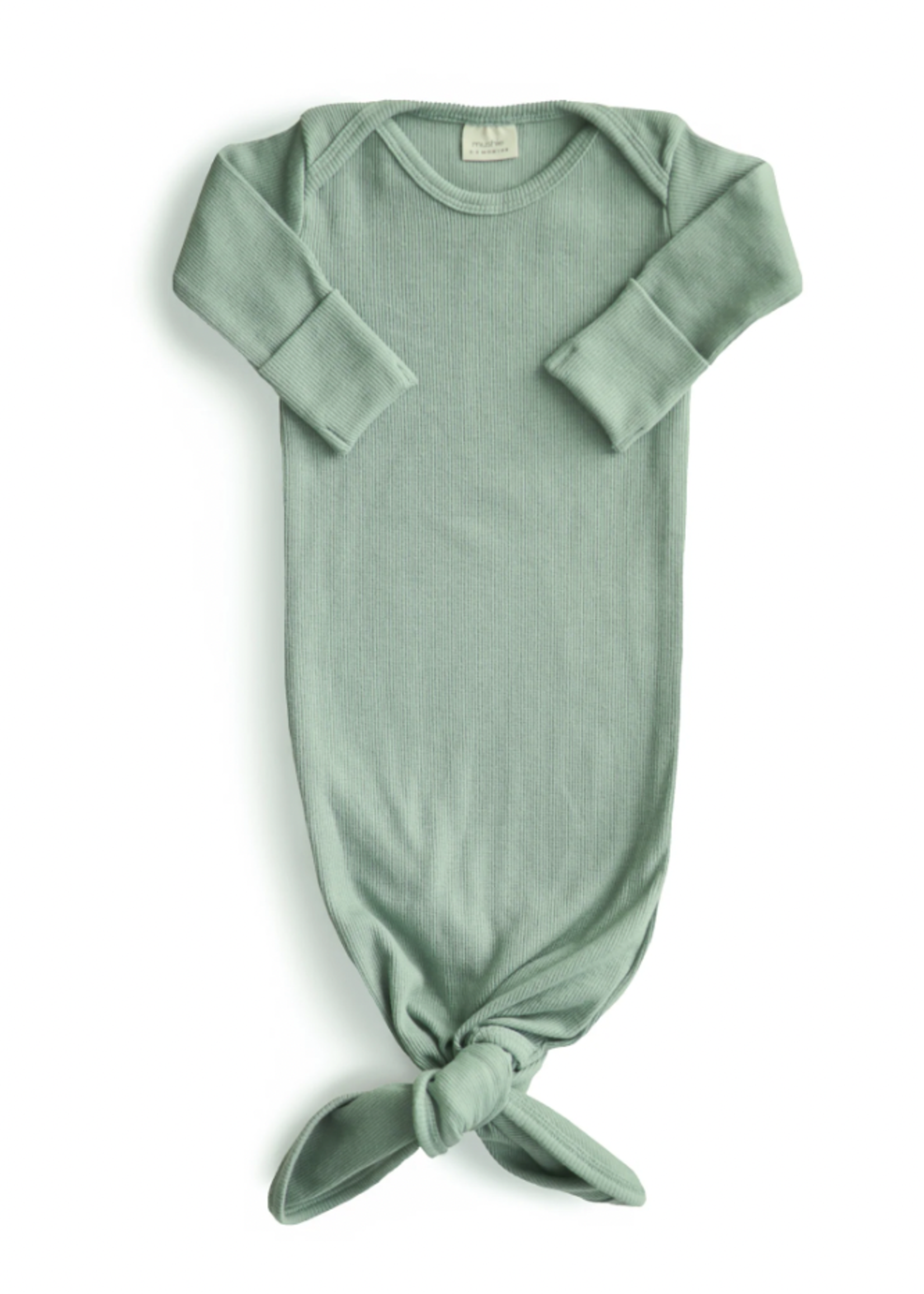 Elitaire Petite Ribbed Knotted Gown in Roman Green (0-3M)