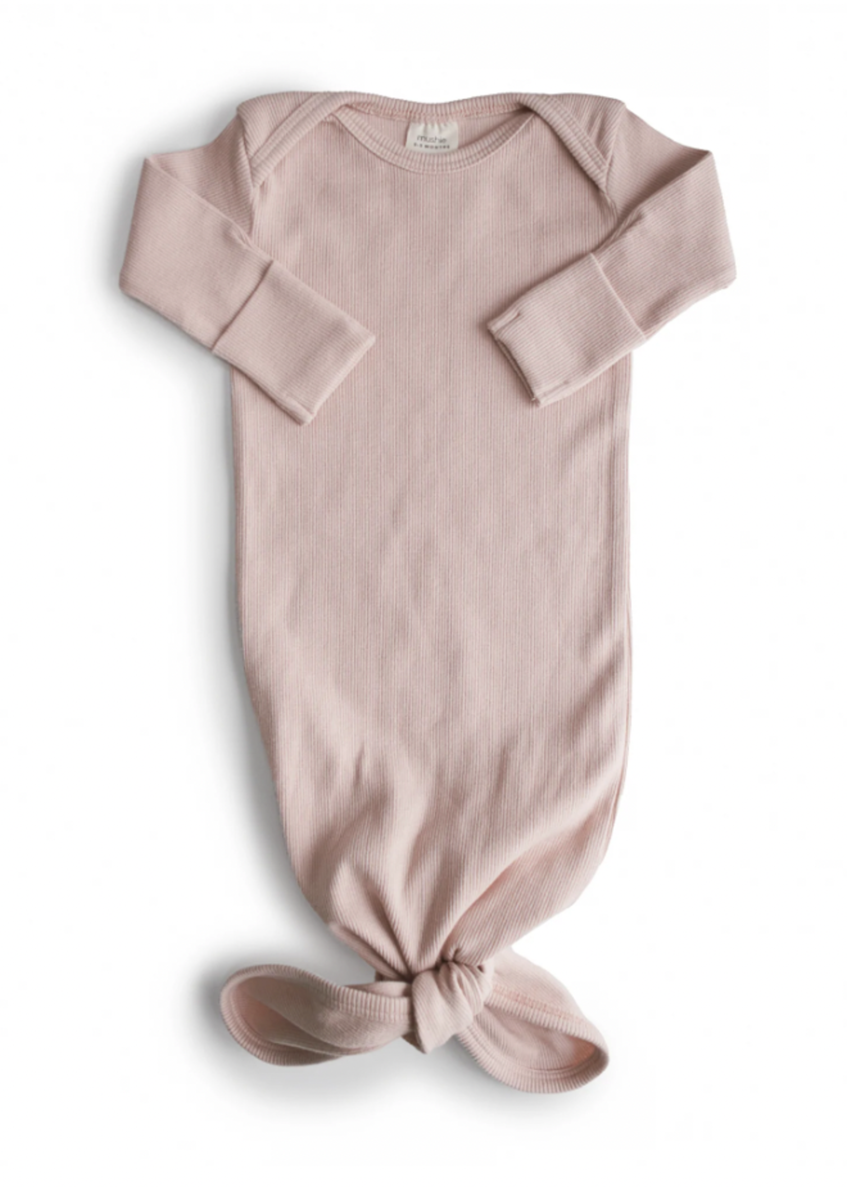 Elitaire Petite Ribbed Knotted Gown in Blush (0-3M)