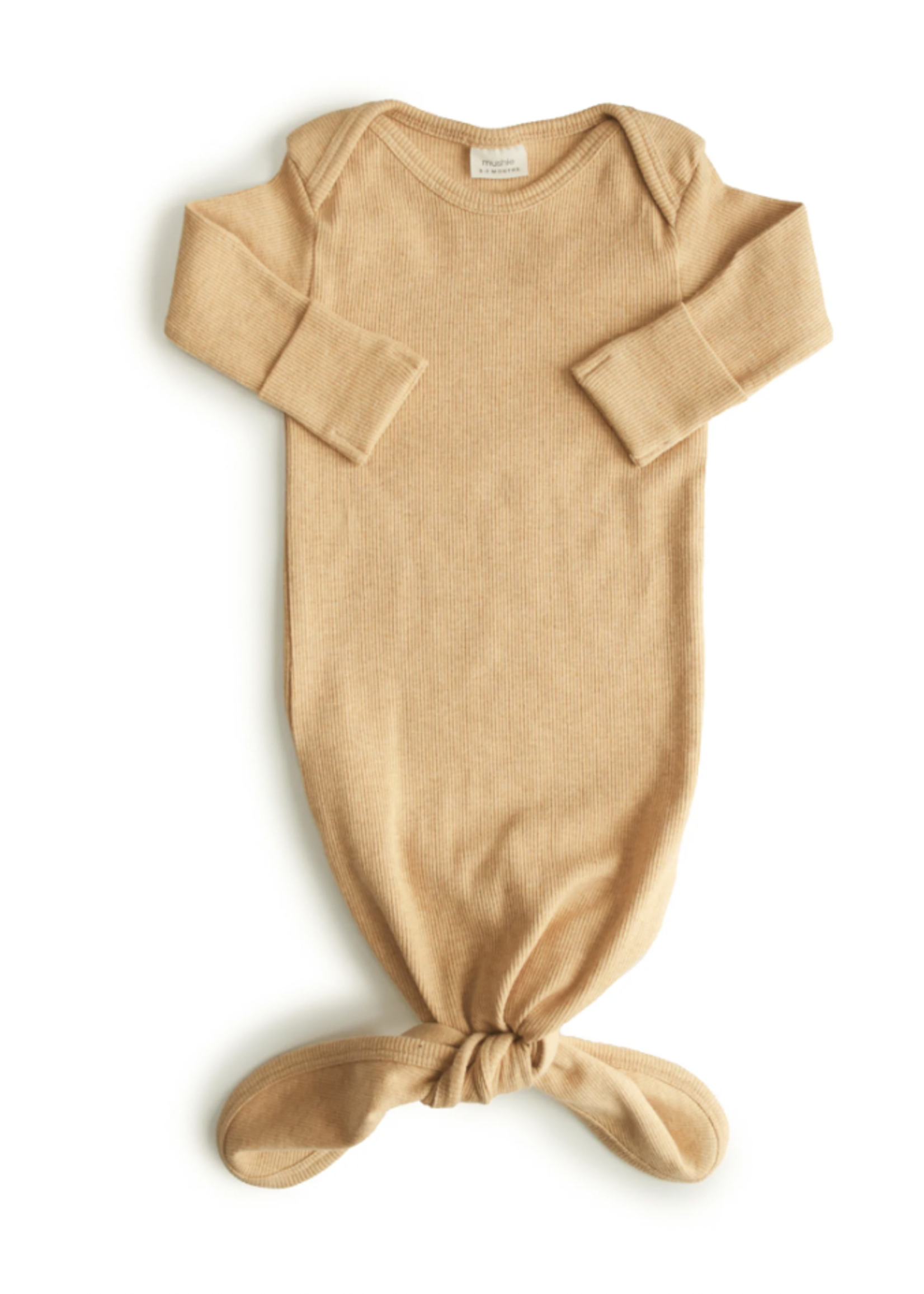 Elitaire Petite Ribbed Knotted Gown in Golden Yellow (0-3M)