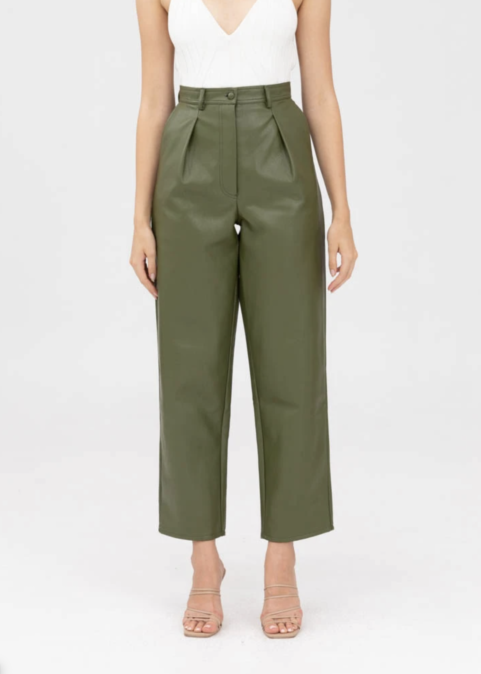 Elitaire Boutique Izzy Olive Vegan Leather Pant