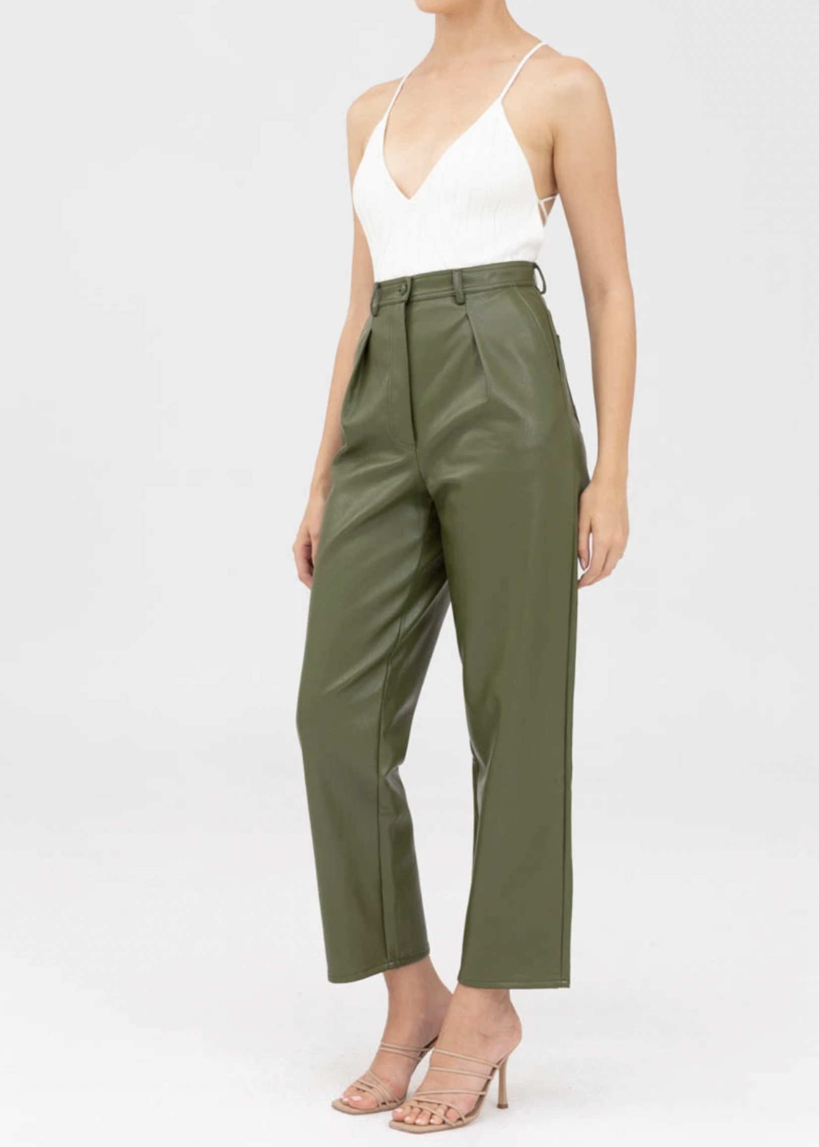 Elitaire Boutique Izzy Olive Vegan Leather Pant