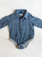 Elitaire Petite Jasper Woven Onesie & Shirt in Grey/Blue Plaid