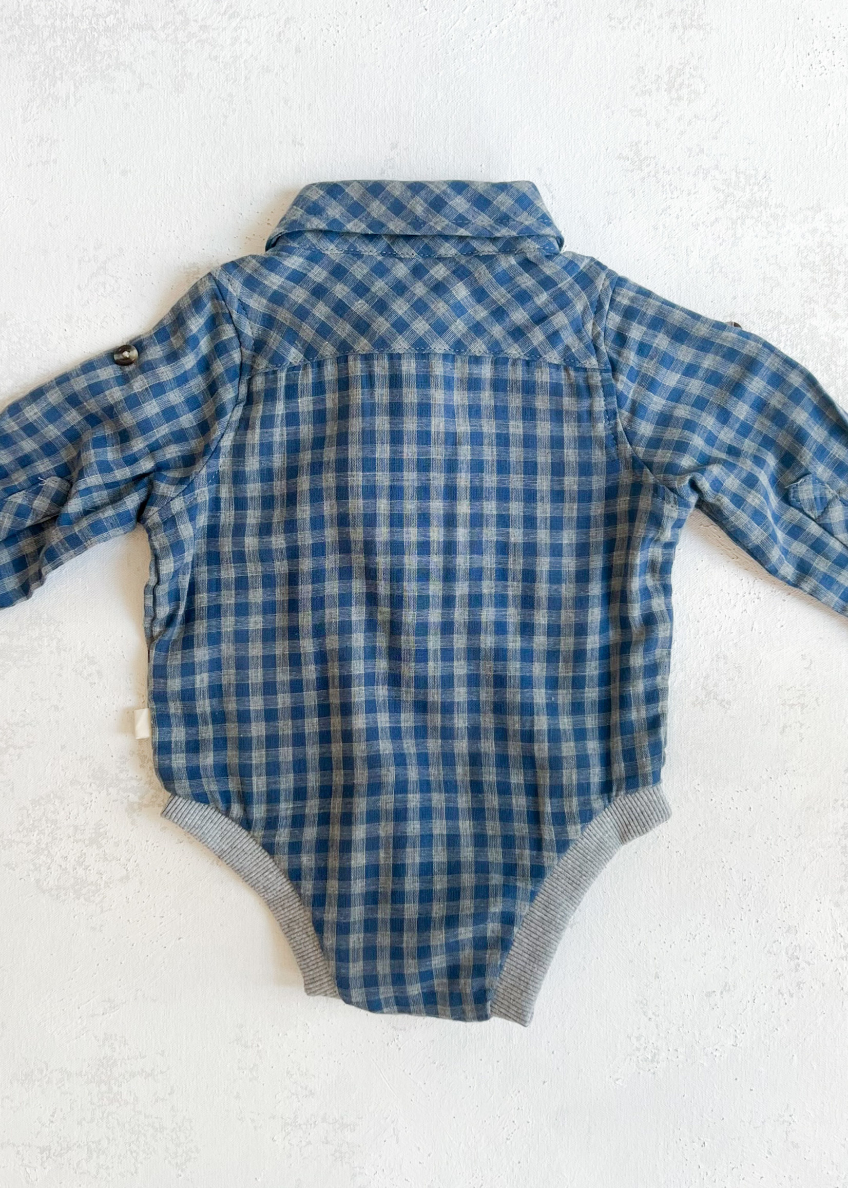 Elitaire Petite Jasper Woven Onesie & Shirt in Grey/Blue Plaid