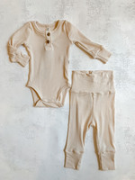 Elitaire Petite Cream Henley Top + Bottom Set