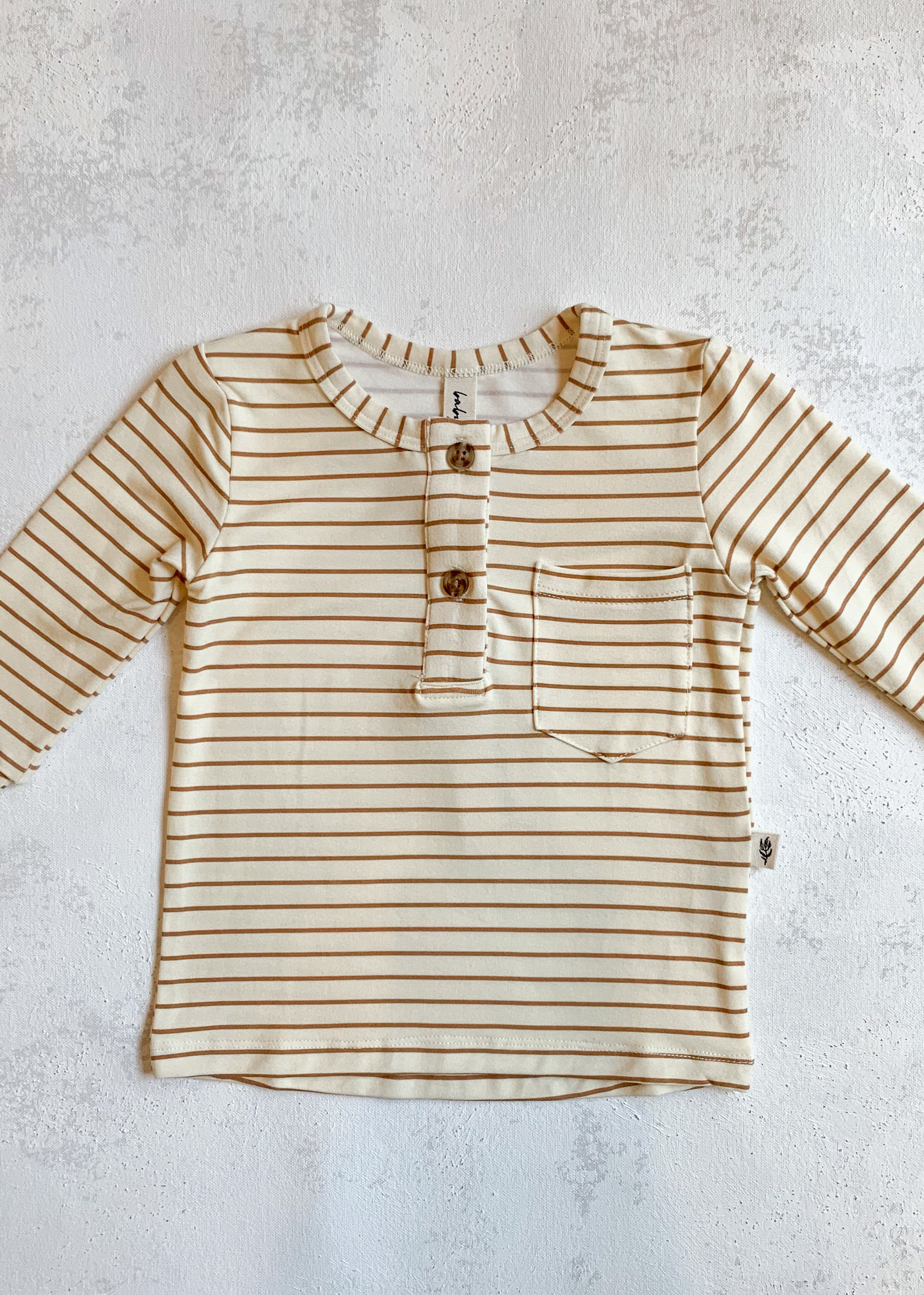 Elitaire Petite Butterscotch Stripe Henley Shirt