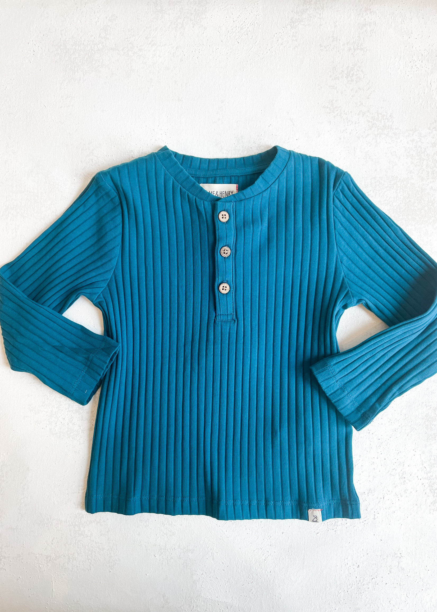 Elitaire Petite Adams Ribbed Henley in Blue