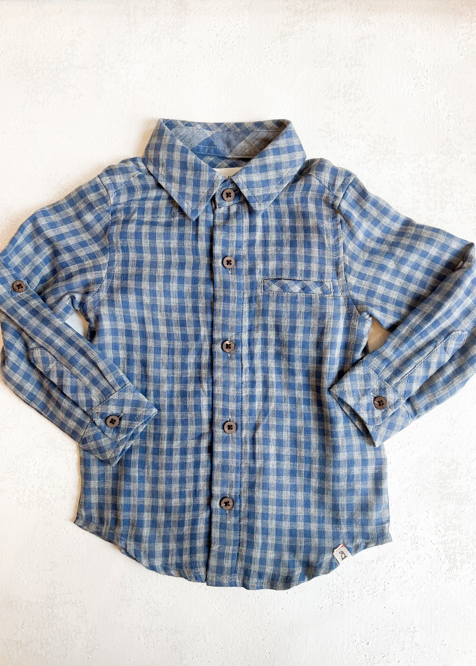 Elitaire Petite Jasper Woven Onesie & Shirt in Grey/Blue Plaid