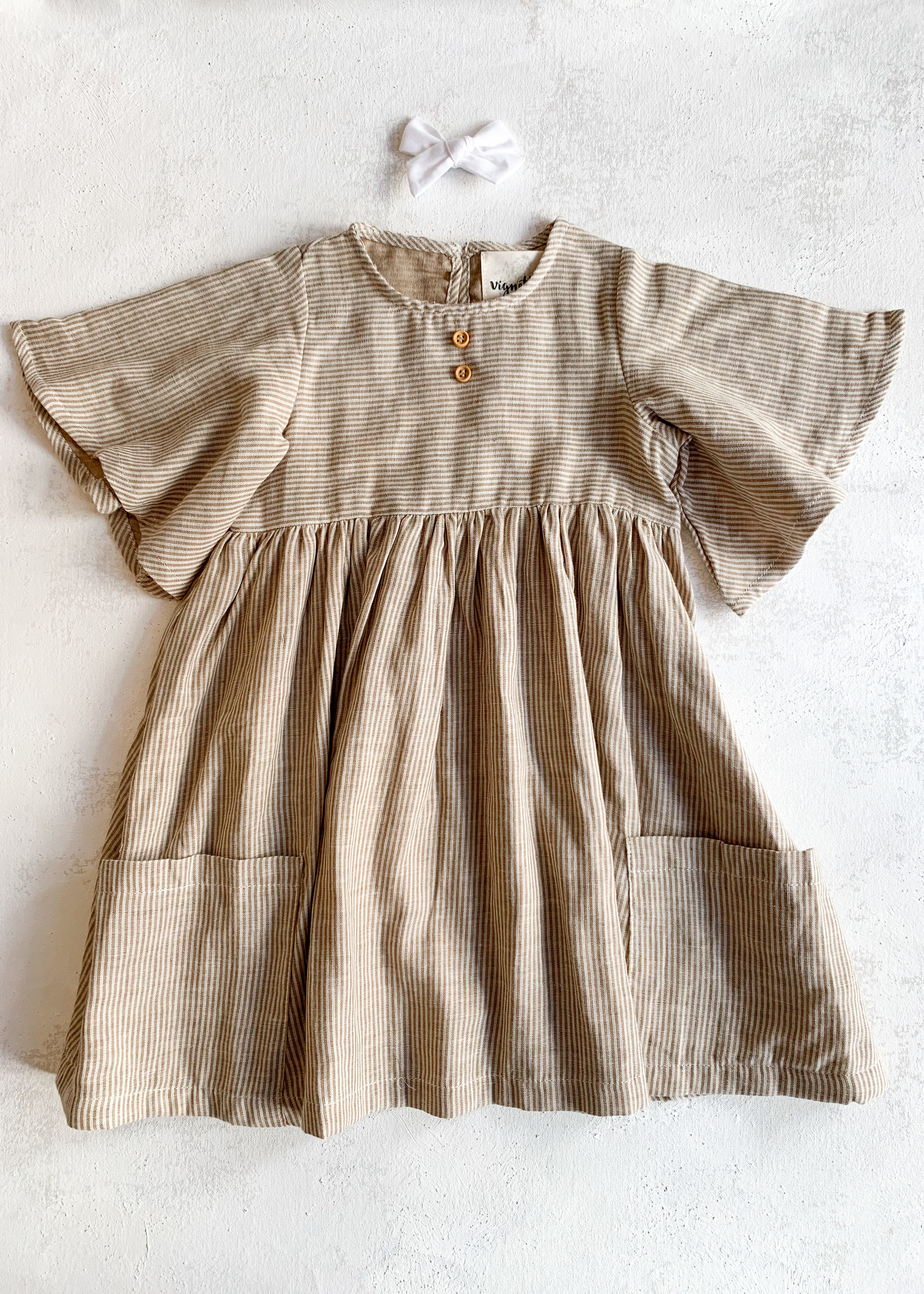 Elitaire Petite Korin Gold Stripe Bubble + Dress