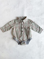 Elitaire Petite Jasper Green and Navy Stripe Onesie + Shirt