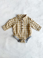 Elitaire Petite Jasper Gold and White Plaid Onesie + Shirt