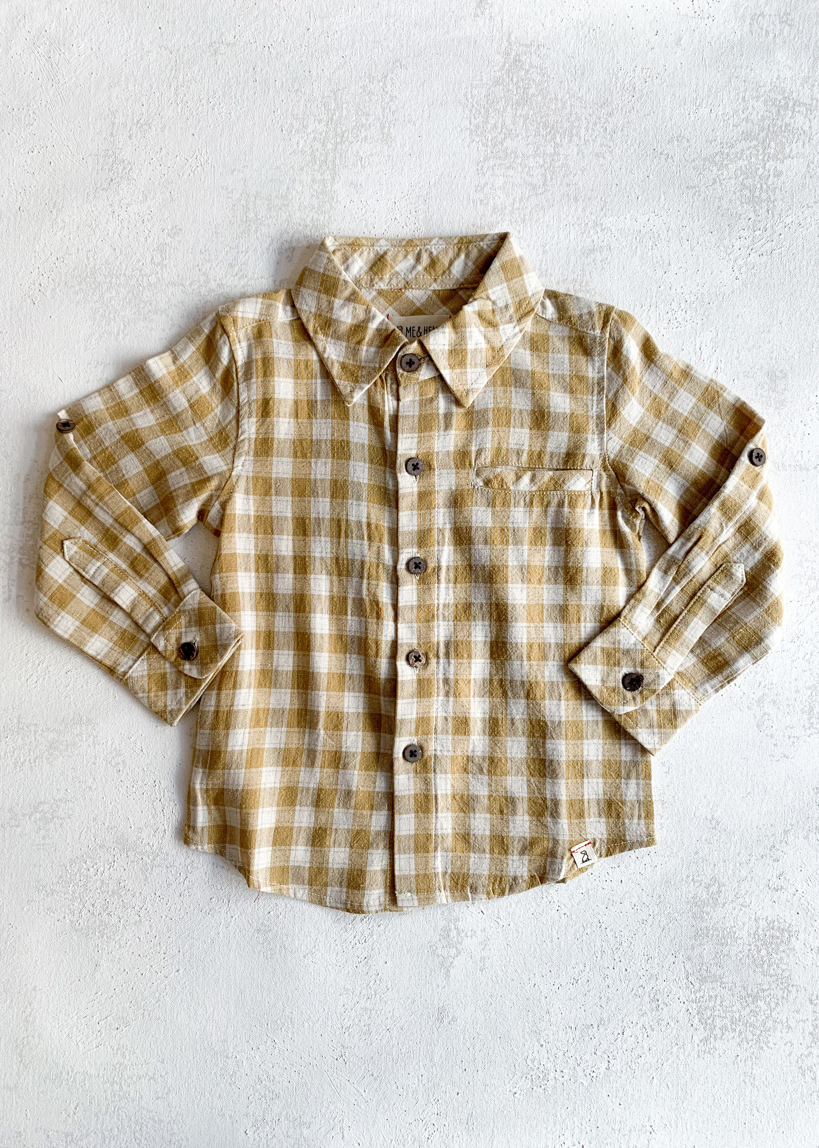 Elitaire Petite Jasper Gold and White Plaid Onesie + Shirt