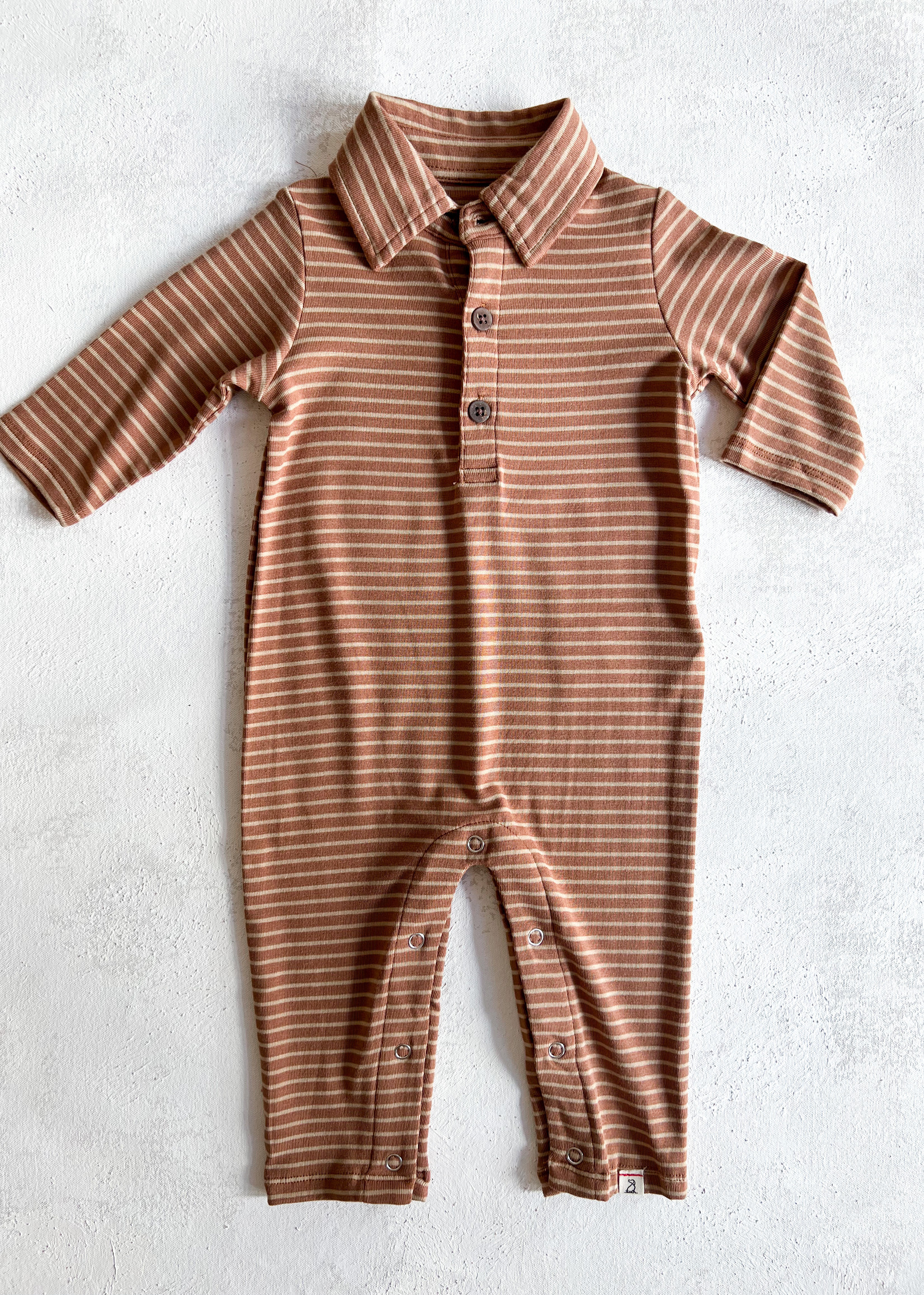 Elitaire Petite Kingston Romper in Brown Stripe