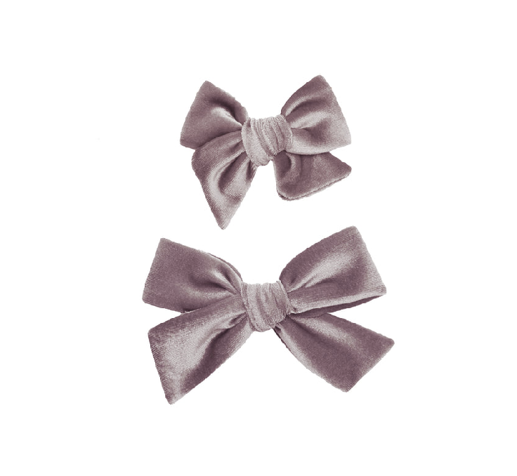 Small Velvet Bow Clip - Iris