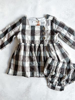 Elitaire Petite Elowen Dress in Charcoal Plaid
