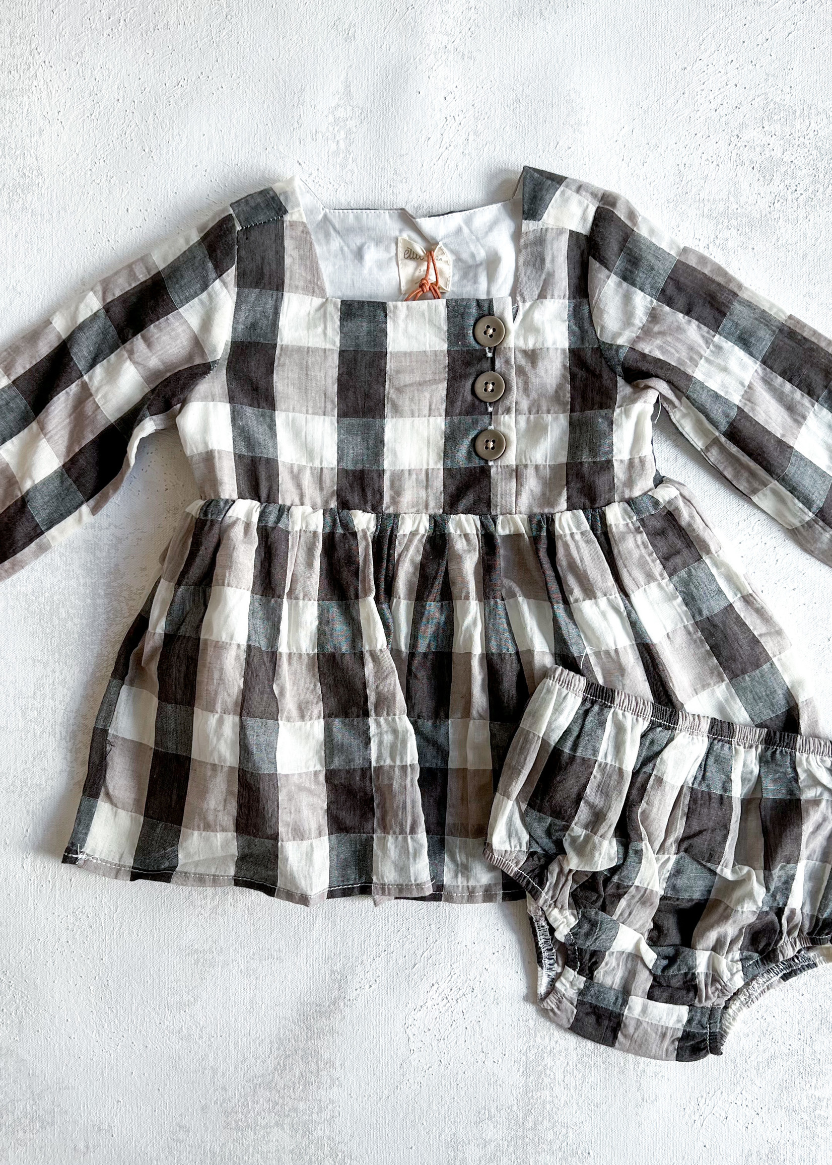 Elitaire Petite Elowen Dress in Charcoal Plaid