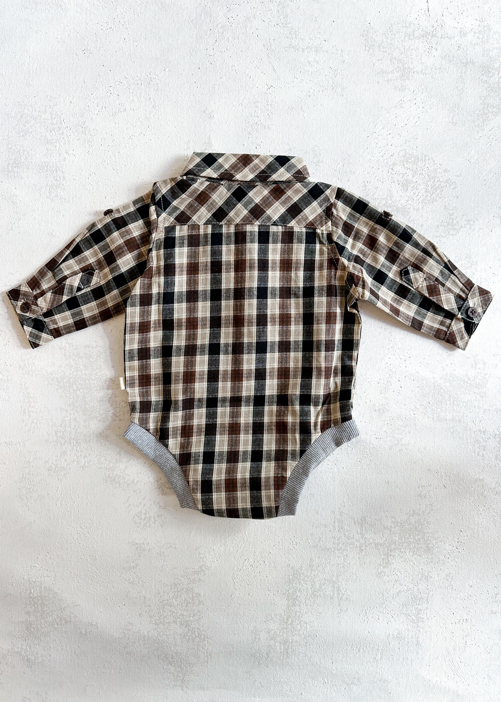 Elitaire Petite Jasper Onesie & Shirt in Brown/Black Plaid