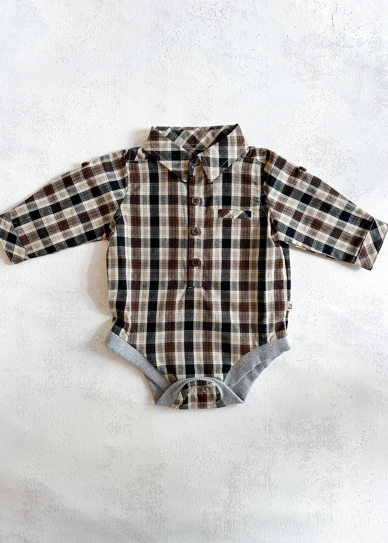 Elitaire Petite Jasper Onesie & Shirt in Brown/Black Plaid