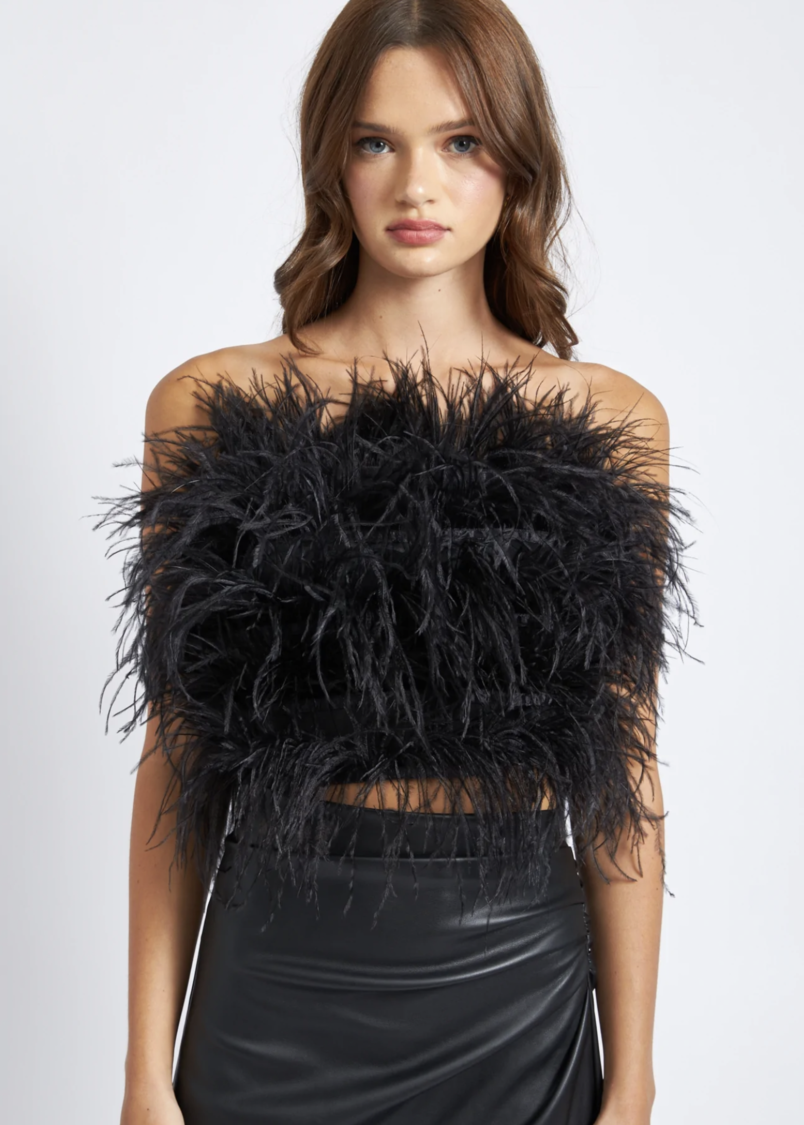 Elitaire Boutique Millie Feather Top in Black