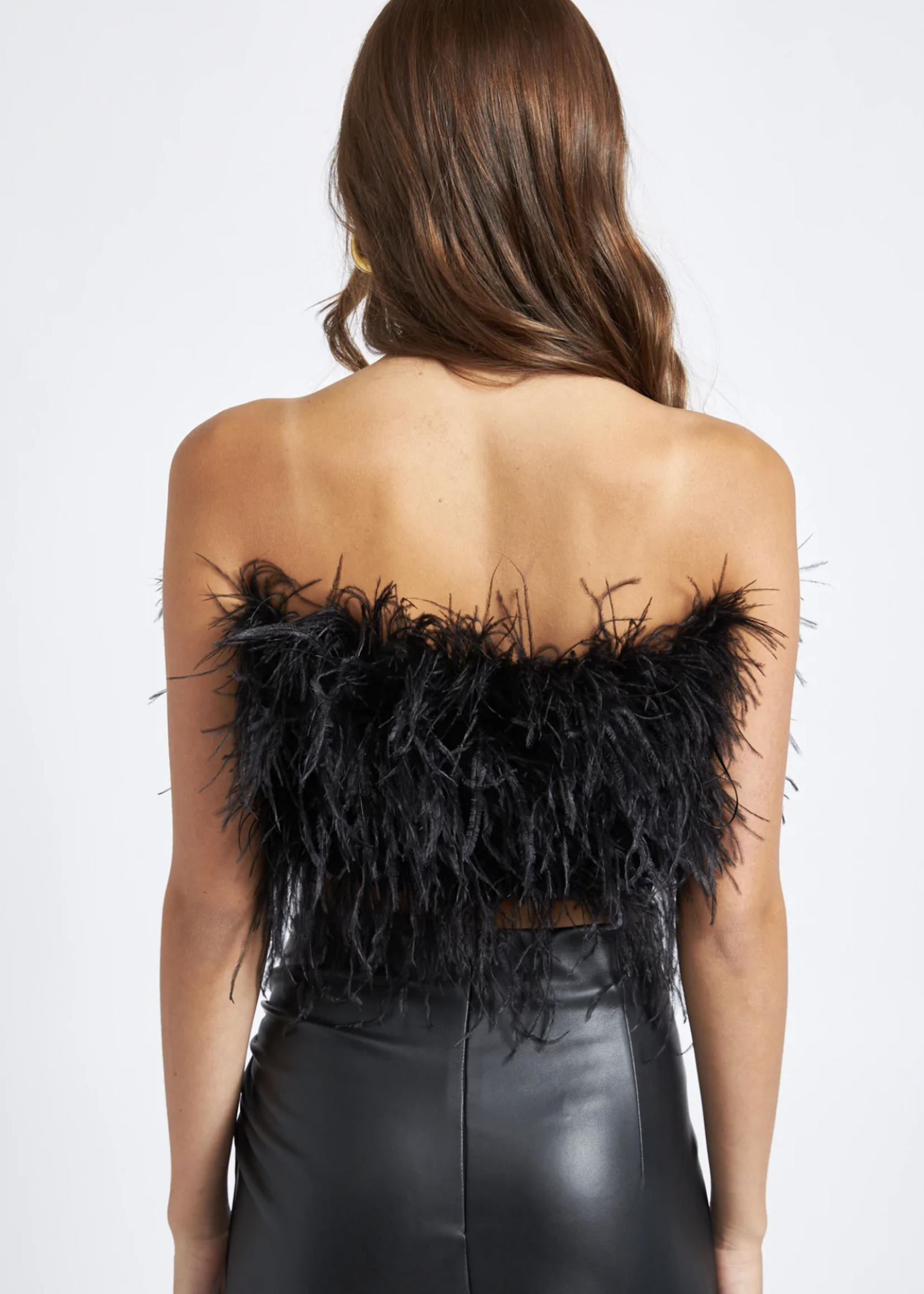 Elitaire Boutique Millie Feather Top in Black