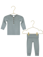 Elitaire Petite Leo Dusty Blue Top + Bottom Set 6-12M