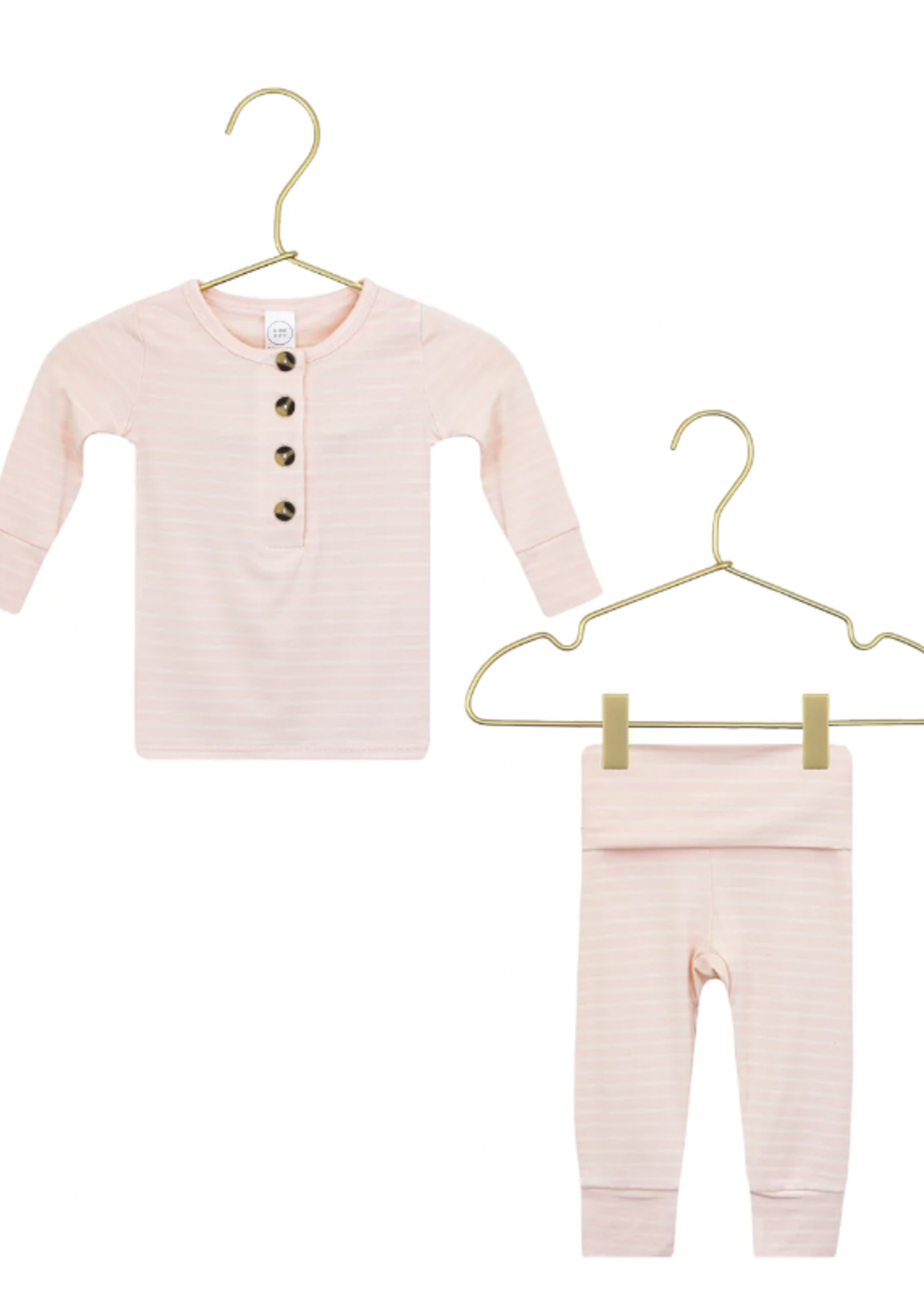 Elitaire Petite Mae Pink Stripe Top & Bottoms Set 3-6M