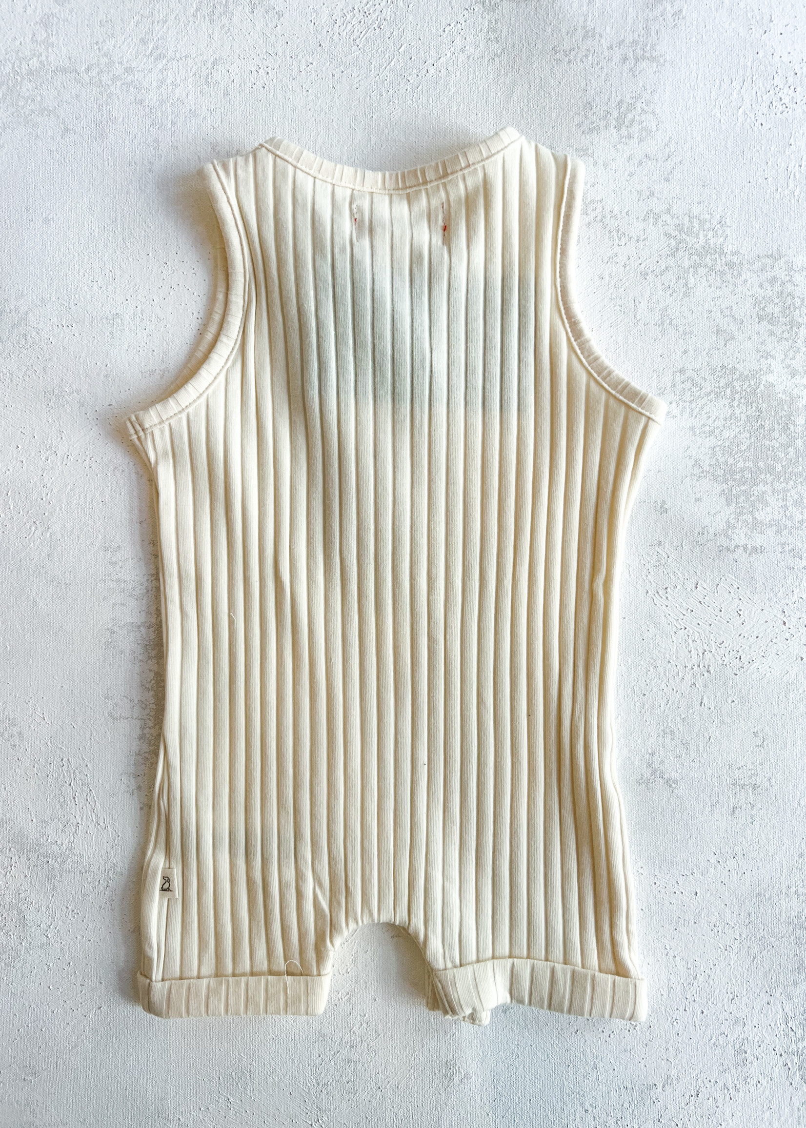 Elitaire Petite Cream Ribbed Henley Playsuit