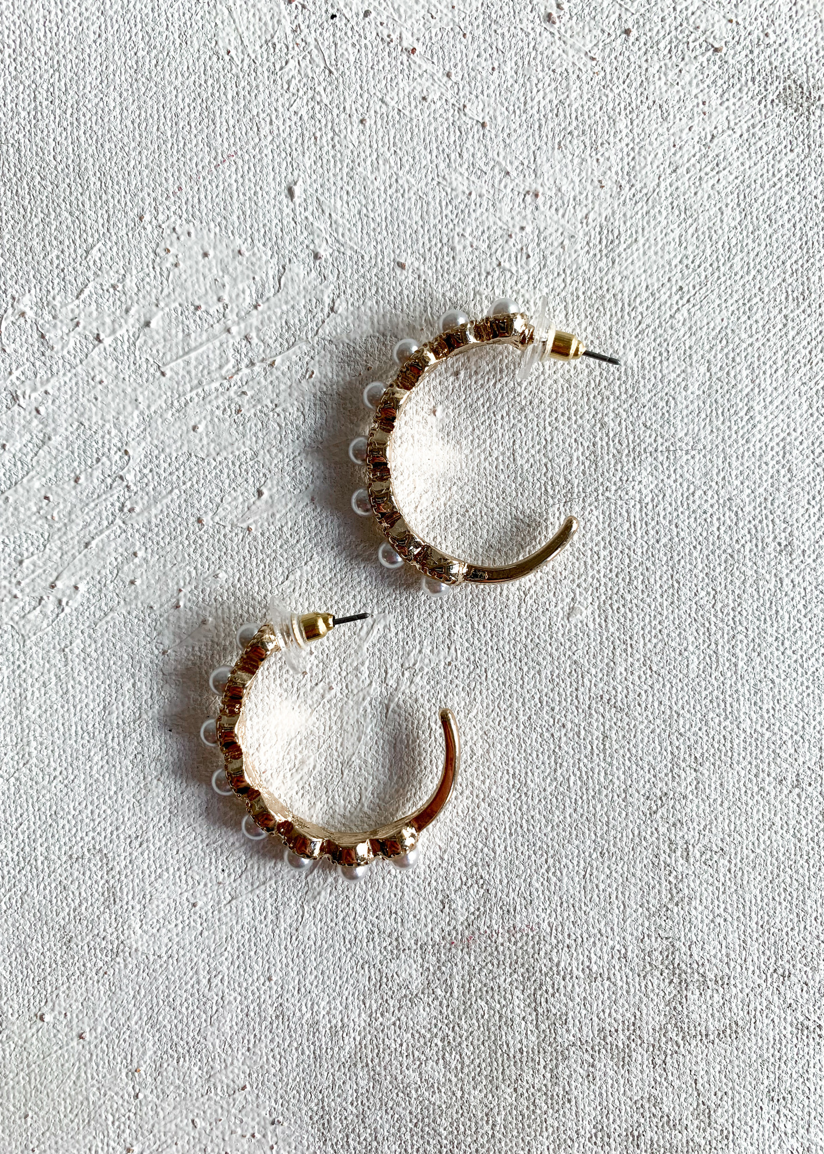 Elitaire Boutique Pearl Pave Hoops