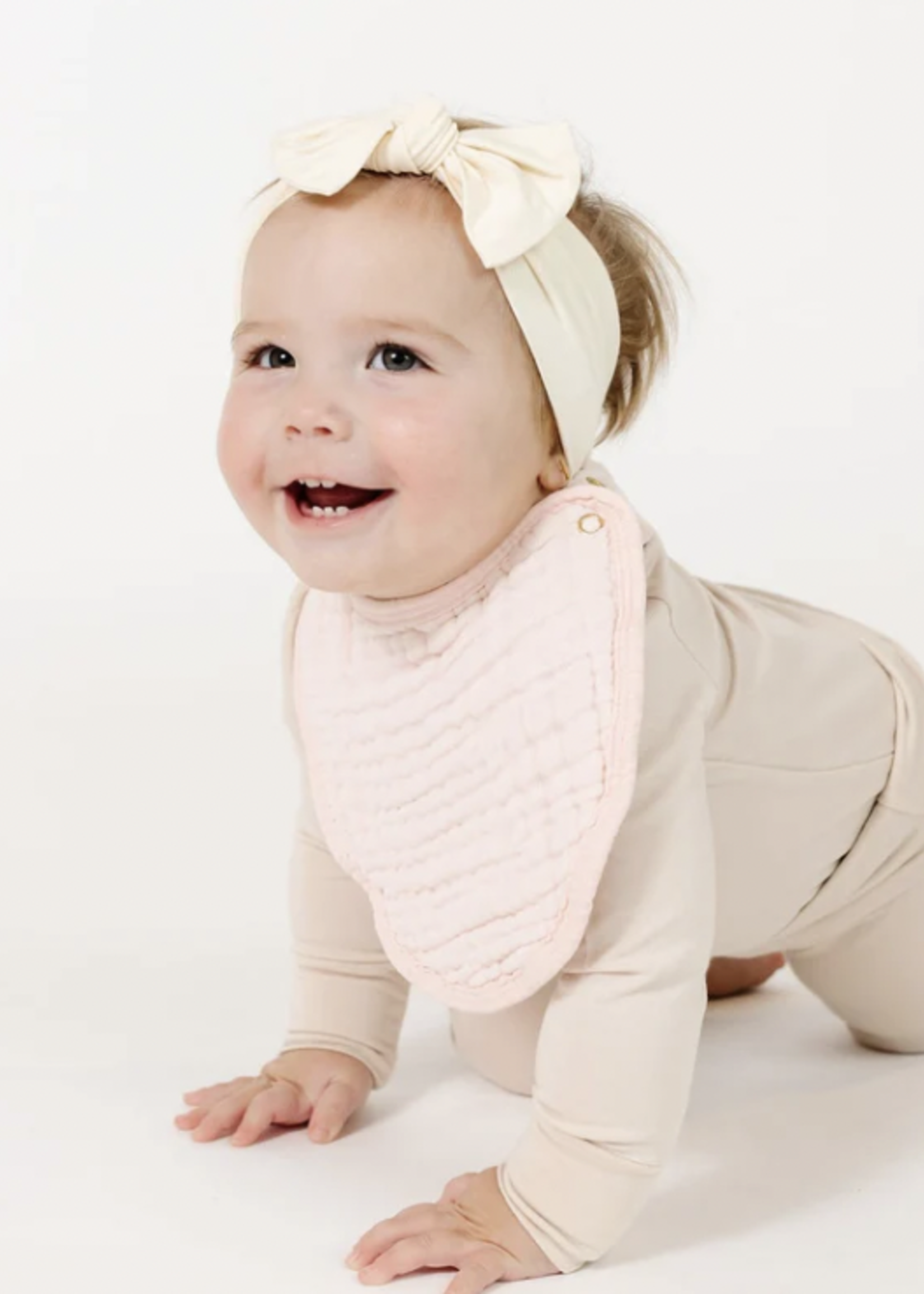 Elitaire Petite Cloud Muslin Bib in Blush Pink + Cream