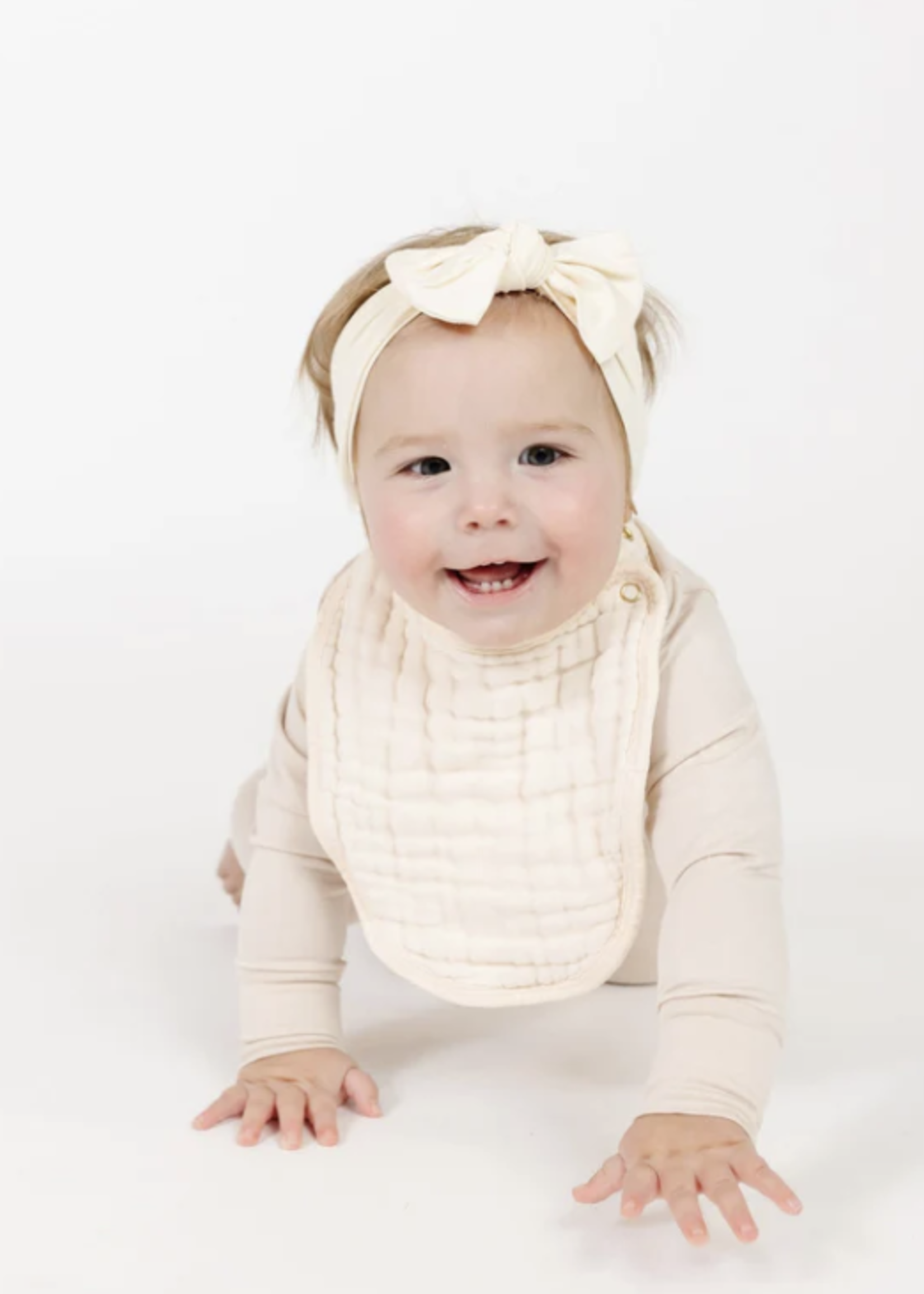 Elitaire Petite Cloud Muslin Bib in Blush Pink + Cream