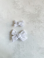 Elitaire Petite Linen Classic White Hair Bow Clip