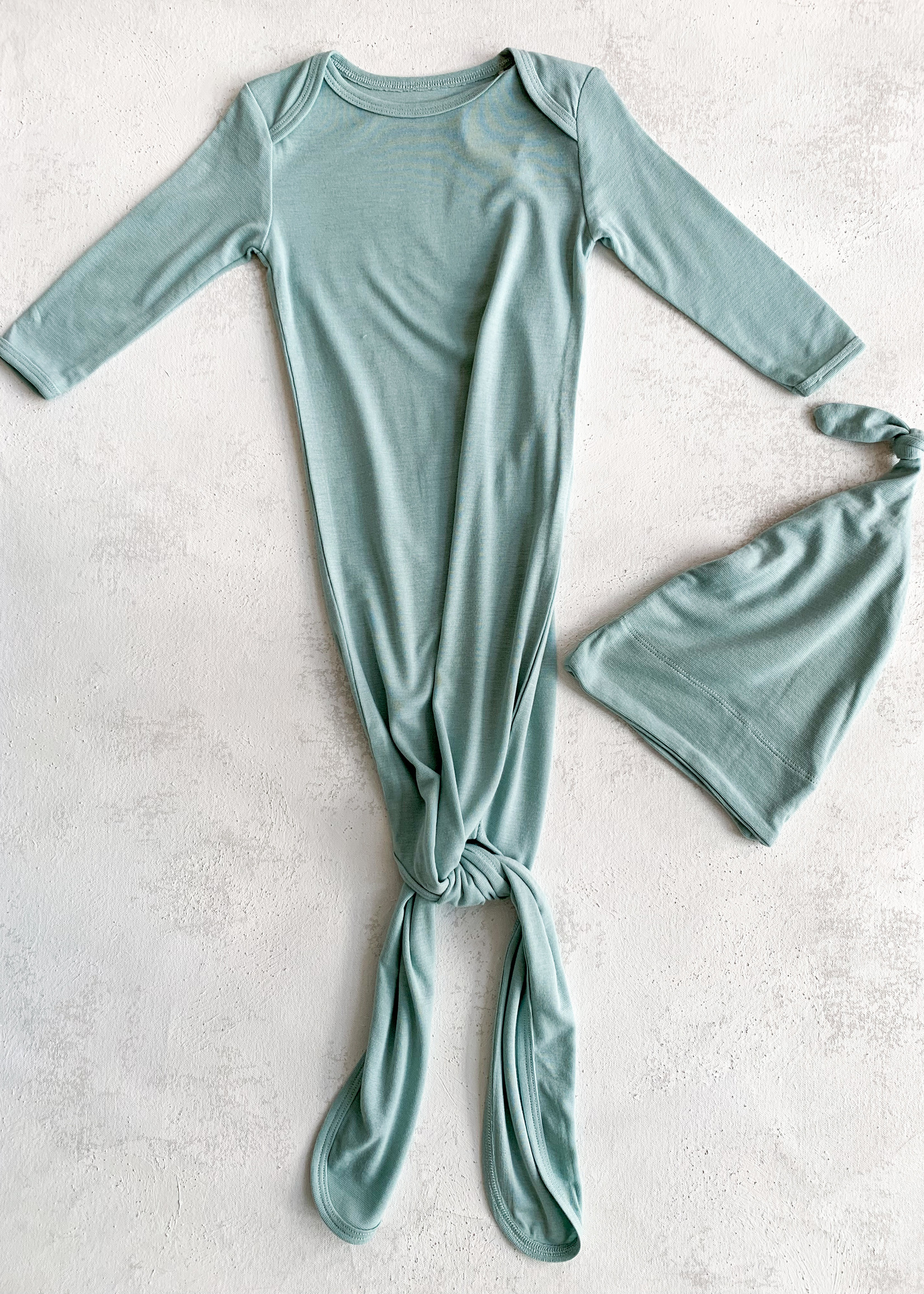 Elitaire Petite Sea Green Knotted Gown + Hat