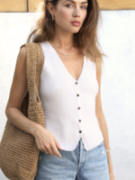 Elitaire Boutique Selma Button Front Knit Vest in Ivory