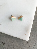 Elitaire Boutique Triangle Stone Studs in Sage/Gold