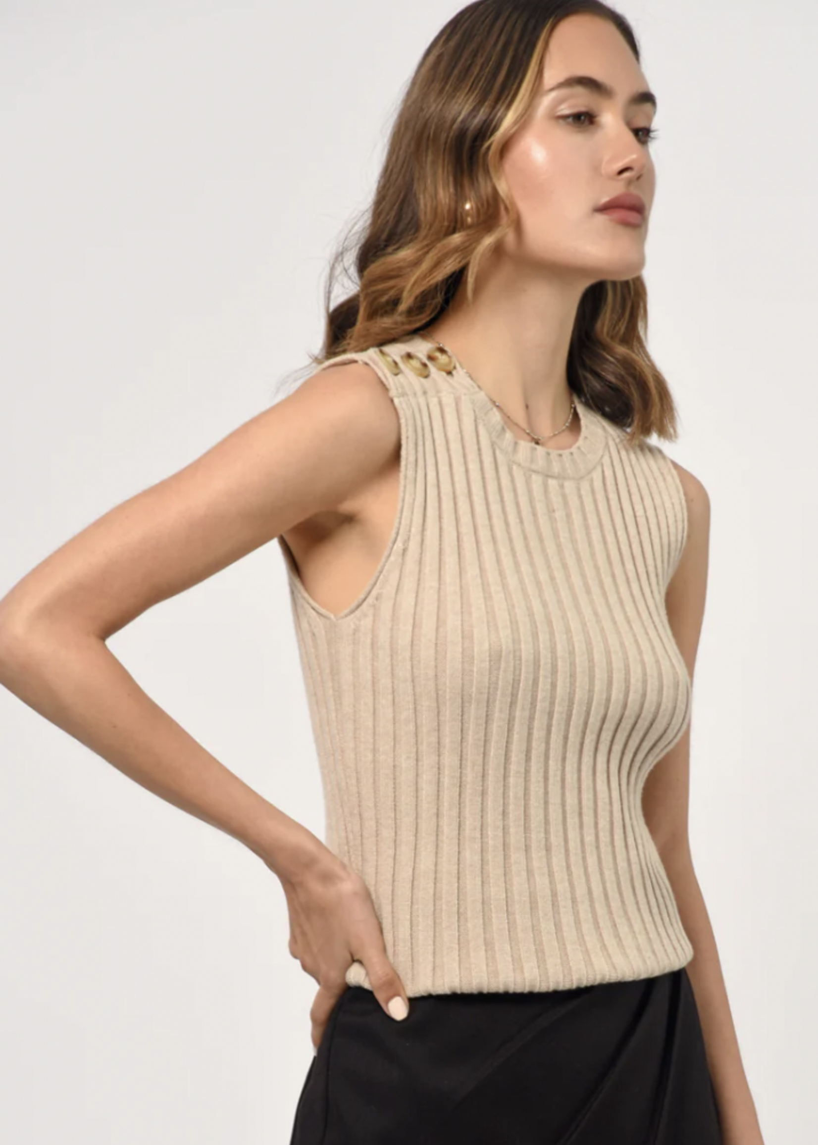 Elitaire Boutique Yale Knit Top in Oatmeal