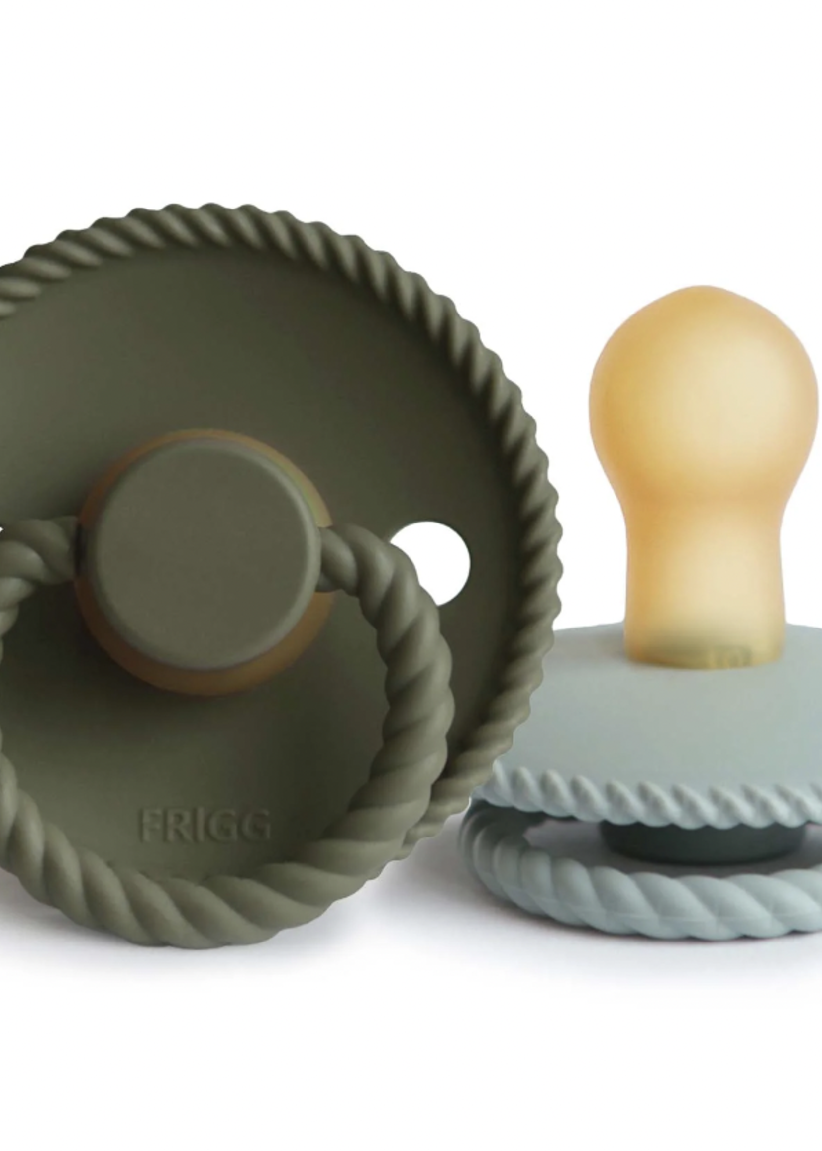 Elitaire Petite FRIGG Rope Natural Rubber Baby Pacifier Set (Olive/Sage)