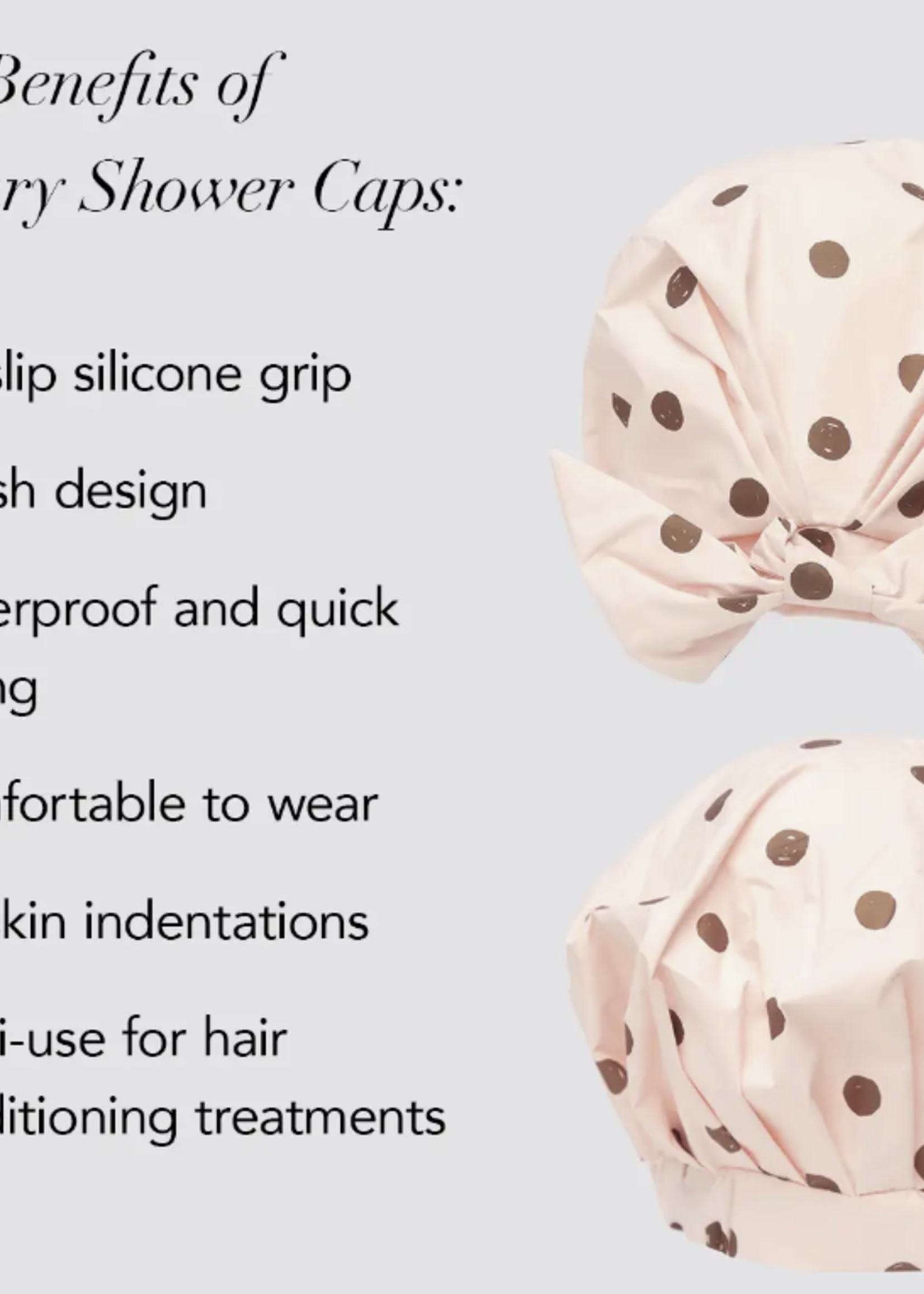 Elitaire Boutique Luxe Shower Cap in Blush Dot