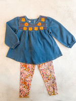 Elitaire Petite Denim Embroidered Tunic Set