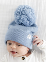 Elitaire Petite Beanie with Pom - Steel Blue