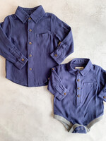 Elitaire Petite Jasper Woven Onesie & Shirt in Navy