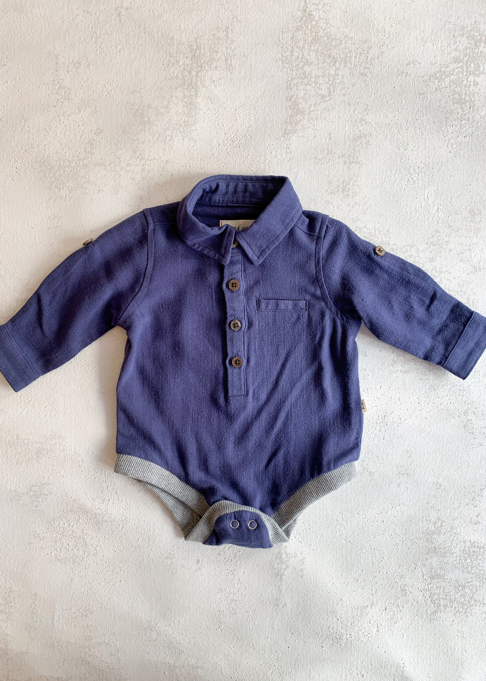 Elitaire Petite Jasper Woven Onesie & Shirt in Navy