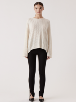 Elitaire Boutique Crewneck Cable Sweater in Ivory