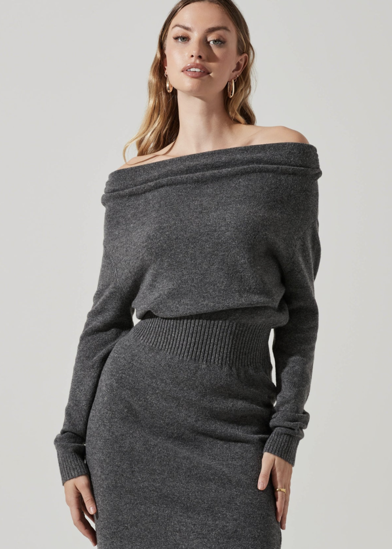 Elitaire Boutique Cora Charcoal Sweater Dress