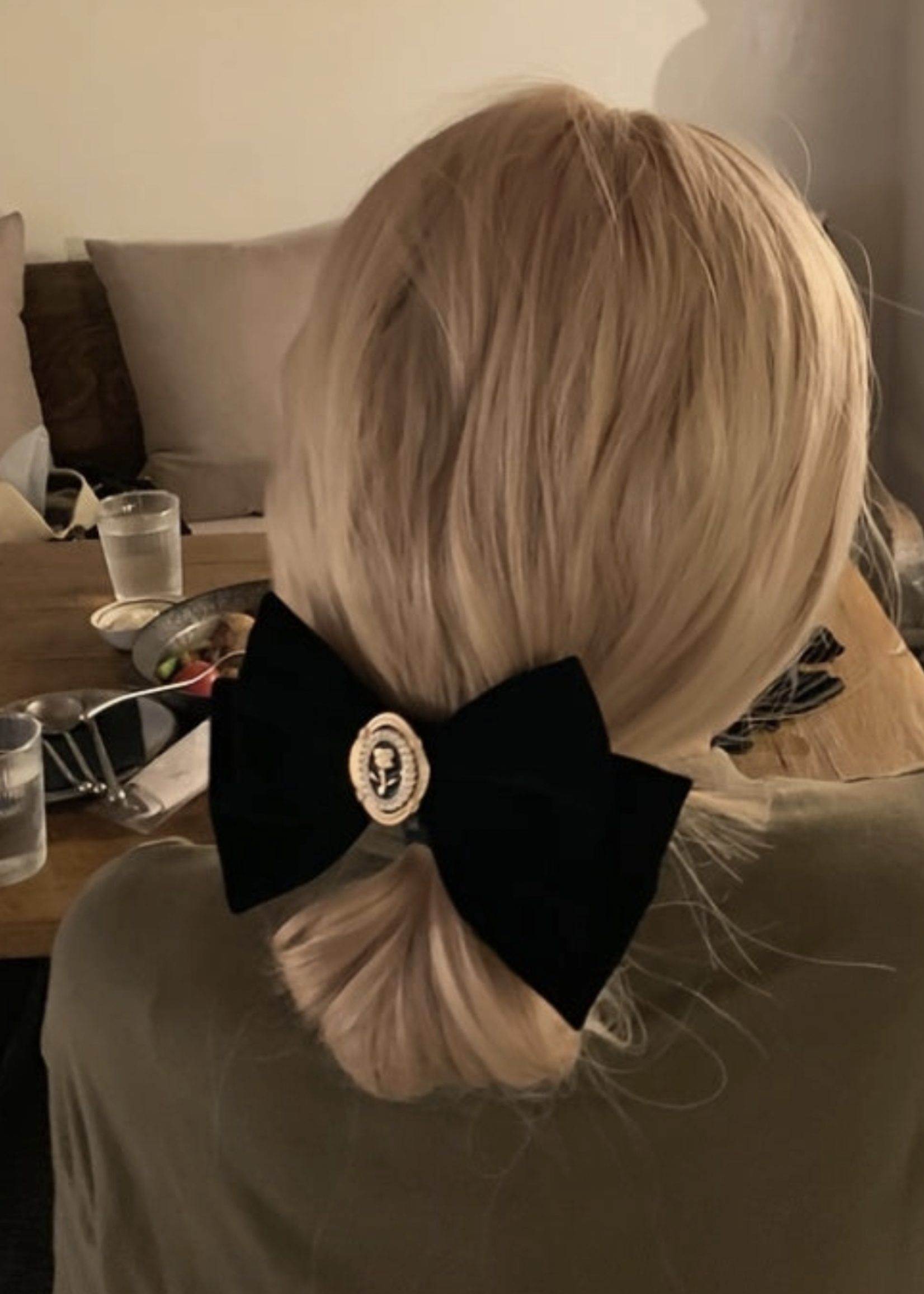 Elitaire Boutique Black Vintage Velvet Hair Bow Clip