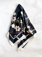 Elitaire Boutique Cherry Blossom Silky Long Scarf in Black