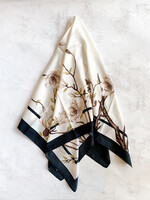 Elitaire Boutique Cherry Blossom Silky Long Scarf in Cream